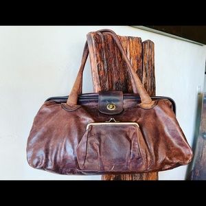 Handmade leather satchel handbag